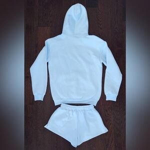 Comfort Collection Pastel Blue Hoodie Shorts Lounge Set Small Athleisure NWOT